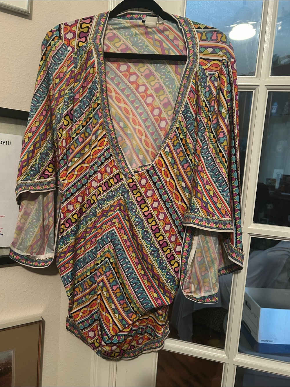Multicolor Patterned V-Neck Women’s swim cover - Trina Turk